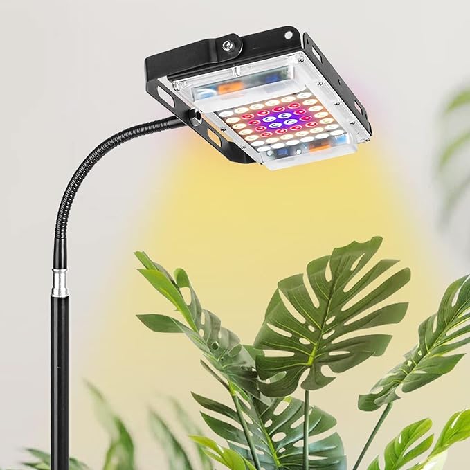 LBW Grow Light with Stand, Full Spectrum LED Plant Light for Indoor Plants, Floor Grow Lamp with 63" Adjustable Tripod, 4H/8H/12H Timer, 6 Dimmable Brightness, Ideal for Tall Plants