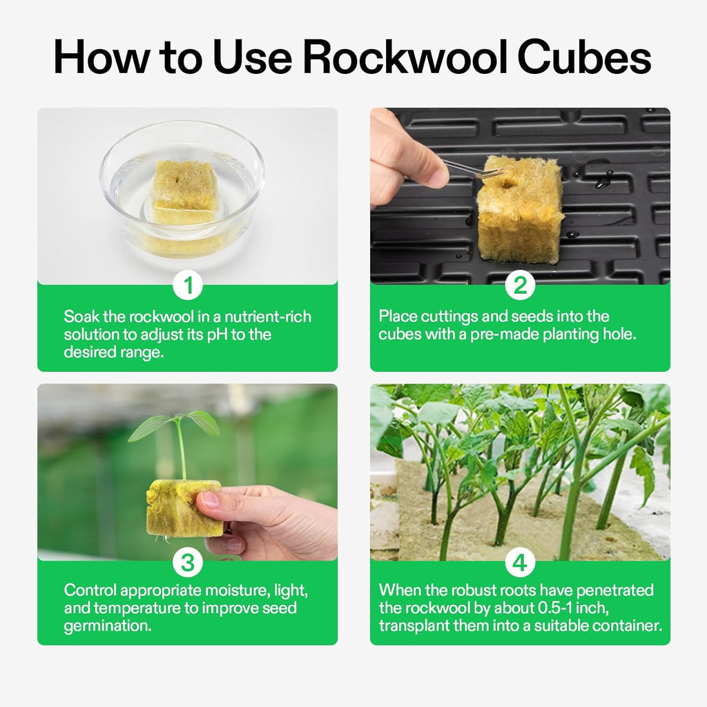 VIVOSUN 1.6" Rockwool Cubes, 28 Plugs Stonewool Starter Grow Cubes for Cuttings, Cloning, Plant Propagation, Seed Starting, Hydroponic Grow Media for Vigorous Plant Growth, 1 Sheets of 28 Plugs