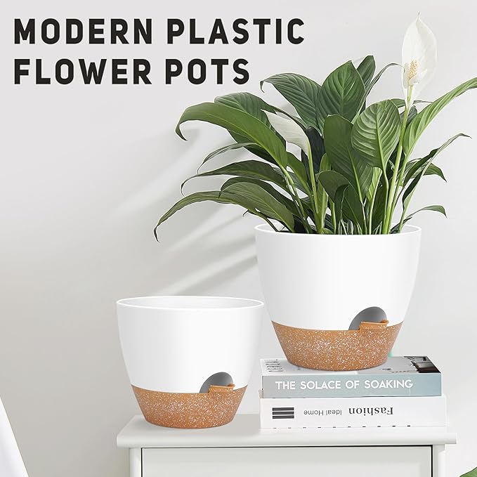 12" 10" 9" Large Self Watering Plant Pots, 3 Pack Flower Pots Planters with Multi Mesh Drainage Holes for Indoor Outdoor Garden Plants and Flowers.