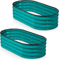 Galvanized Raised Garden Beds Outdoor // 4×2×1 ft (2-Pack) Planter Raised Beds for Gardening, Vegetables, Flowers (Turquoise) // Large Metal Garden Box