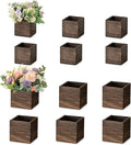 NUPTIO Wooden Box for Centerpiece Wedding: 12 Pcs Rustic Square Planter Box for Christmas Centerpiece Table Fall Decorations - 4×4" & 5×5" Small Wood Vases Flower Pots for Windowsill Home Garden Decor