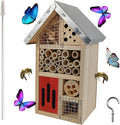 TIHOOD Natural Wooden Hanging Bee House for Gardens Natural Wooden Butterfly Hotel for Bee, Butterfly, Ladybirds, Habitat, Bee Hotel Garden