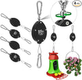Plant Pulleys for Hanging Plants, Heavy Duty Retractable Hangers, 304 Stainless Steel Rope, Auto Plant Holder, Adjustable Climbing Hook for Garden Baskets Watering, or Bird Feeders (Black-4)