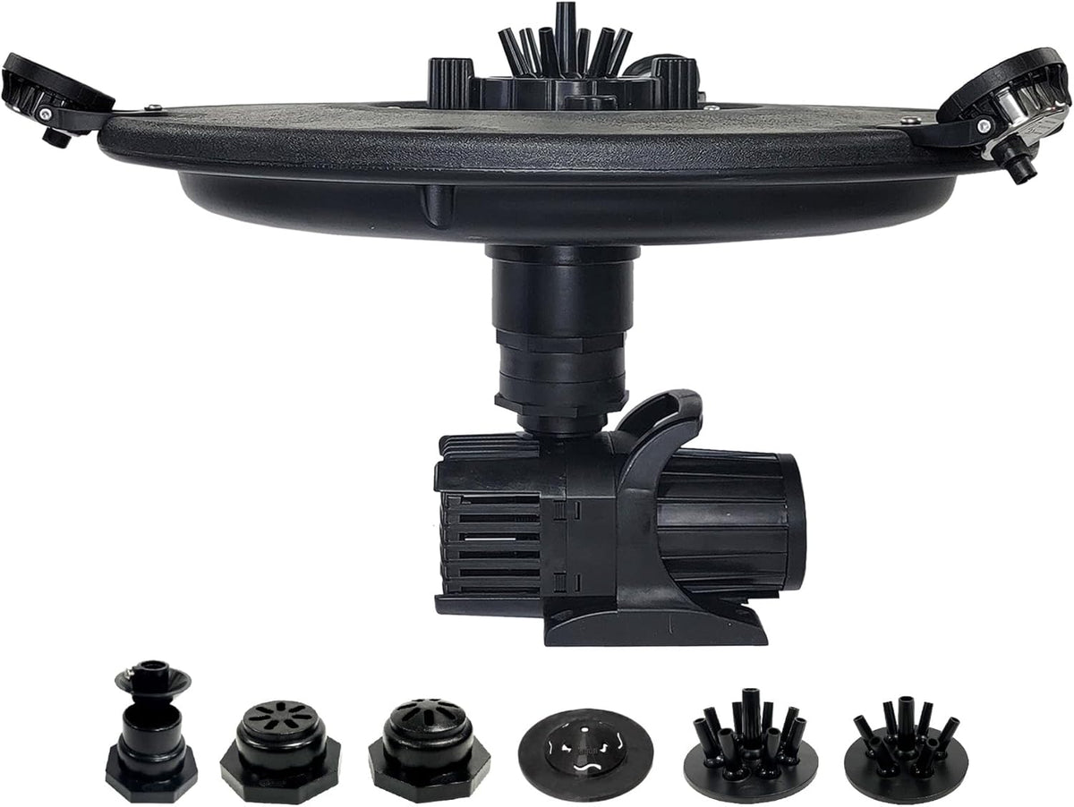 HALF OFF PONDS Floating Fountain – 1/3 HP Pond Aerator, 100' Cord – 5,200 GPH Water Pump – 9 Spray Patterns - White LED Lights – Energy-Efficient - for Ponds & Water Gardens