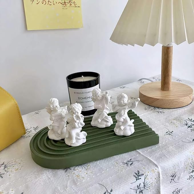 LIYAOLI 4pcs 2.7'' Cherub Decor & 2pcs Roman Decorative Columns Props Shooting,Little Angel Statues for Home Decor Adorable Music Small Angel Figurines