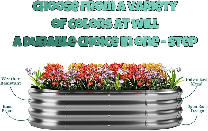Galvanized Metal Planter Round Raised Garden Bed Kit for Gardening Outdoor，2x2x1ft Grow Garden Box Raised Flower Bed，Round Galvanized Planter Outdoor Metal Fire Pit Ring Green