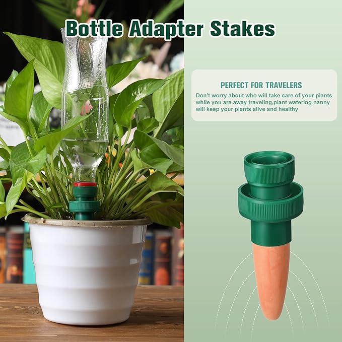 Terracotta Plant Watering Spikes Self to Use with Cola Bottles Houseplant Watering Stakes Automatic Irrigation System(Terracotta,5 Pack)