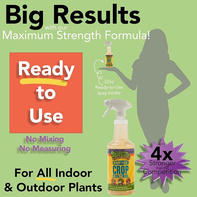 Trifecta Crop Control Ready to Use Maximum Strength Natural Pesticide, Fungicide, Miticide, Insecticide, Help Defeat Spider Mites, Powdery Mildew, Botrytis and Mold on Plants 32 OZ Size
