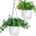 6.5 Inch 2 Pcs Self Watering Hanging Planter Indoor Plant Pots Drainage Holes, Outdoor Hanging Planters Flower Pot Basket, Visible Water Level, Plant Hanger Home Decor, Gardening