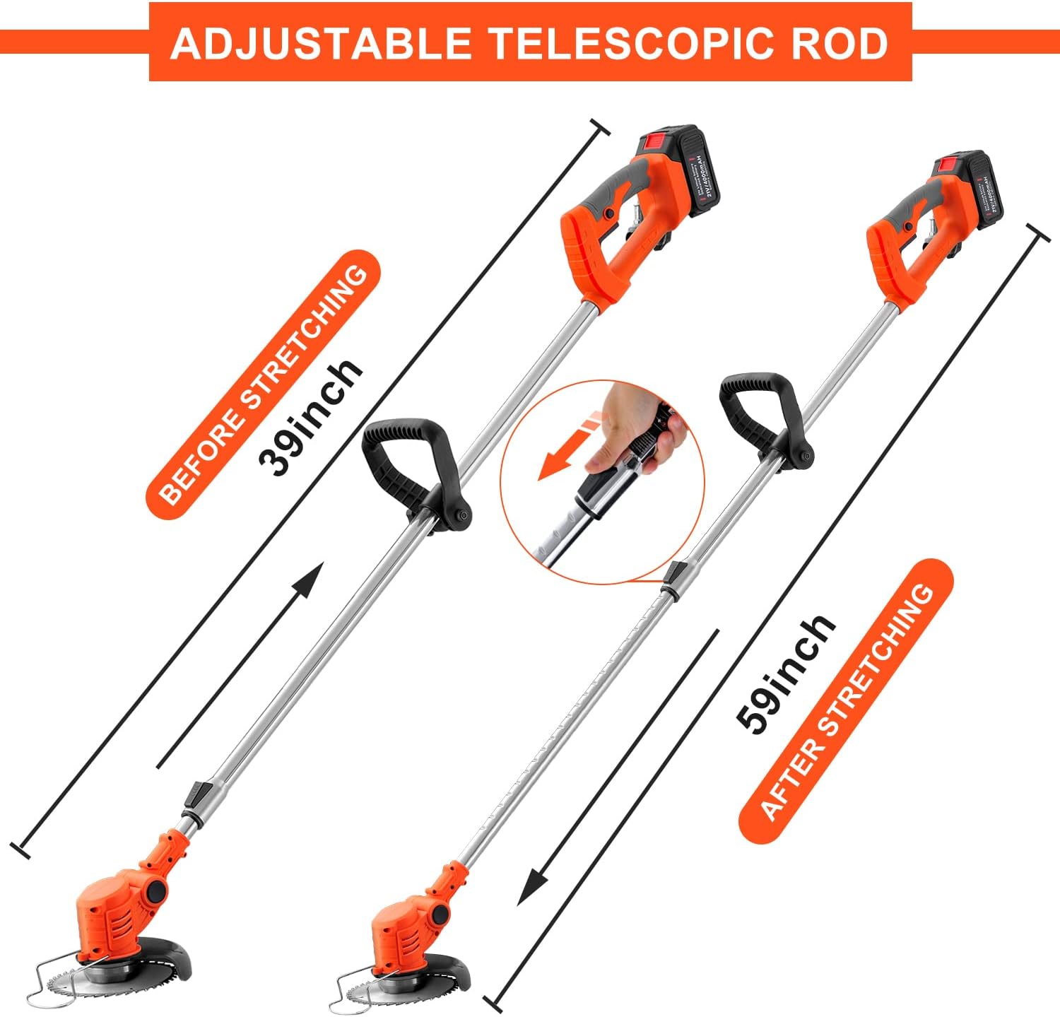 MAXMAN Weed Wacker, Weed Eater Battery Powered, Cordless Brush Cutter with 2Pcs 21V 4000mAh Batteries and 10Pcs Metal Blades, Lightweight Electric Grass Cutter Weed Trimmer for Yard Trimming & Edging
