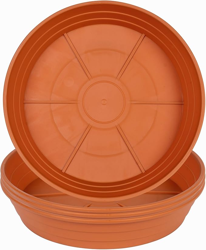 Plant Saucer 14 Inch 4 Pack 6 8 10 12 14 16 18 20 25, Plastic Plant Trays for Pots，Extra-Deep Plant Water Dray Tray, Bird Bath Bowl, Heavy Flower Plant Saucers Indoors and Outdoor No Holes