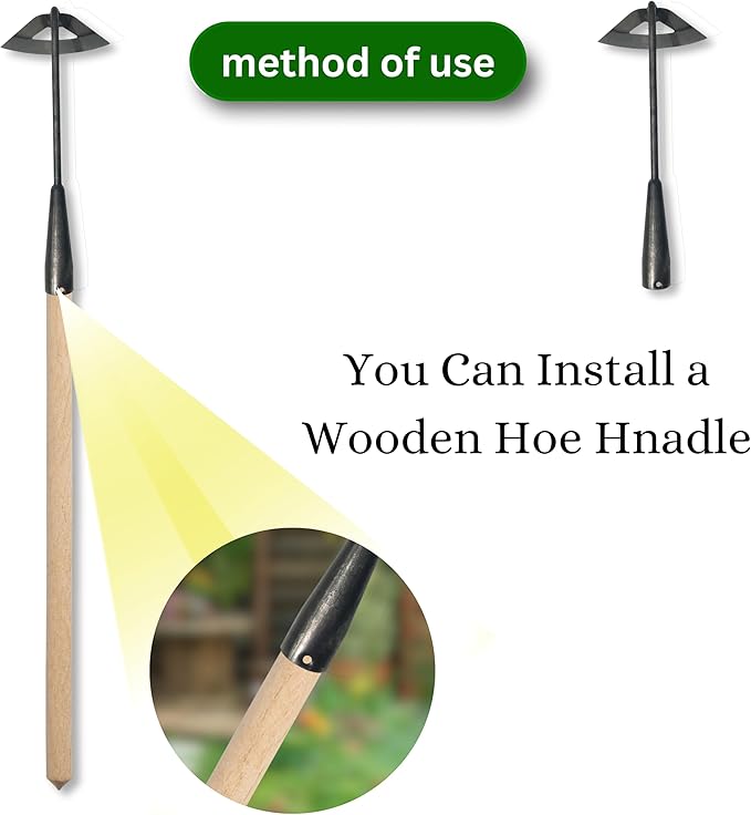 Pack of Weeding Tool Hollow Hoe and Japanese Sickle Garden Tool and a Pair of Professional Gardening Gloves - Heavy Duty Very Sharp Gardening Hand Tools for Landscaping - Nejiri Gama Hoe