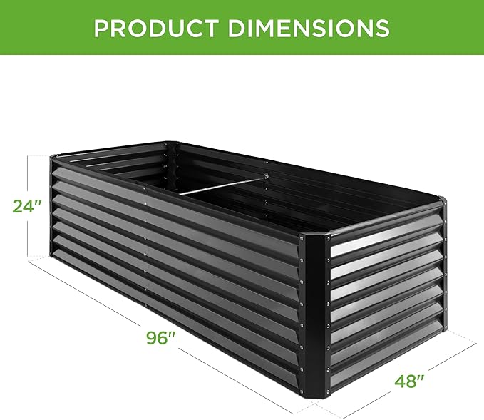 Best Choice Products 8x4x2ft Outdoor Metal Raised Garden Bed, Deep Root Planter Box for Vegetables, Flowers, Herbs, and Succulents w/ 478 Gallon Capacity - Gray