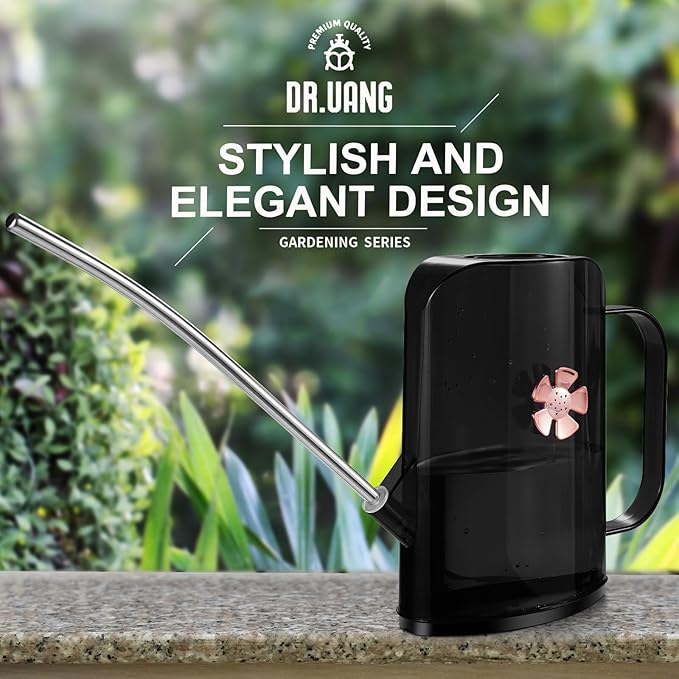 Watering Can Indoor for House Plants Small Watering cans with Long Spout Flower Model Sprinkler Head 1.2L (Black Coffee, 1.2L)