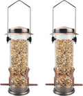 MIXXIDEA Wild Bird Feeders for Outdoors Hanging 2 Pack Stainless Steel Tube Bird Feeder, Water Resistant Finch Bird Feeder for Garden Backyard Decoration Attractive Metal Thistle Feeder (Copper)