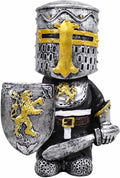 nezababy Knight Gnomes Guard Garden Statue Decoration Medieval Wee Crusader Battle Swordsman Fighting Outdoor Figurines Lawn Decor Resin (A)