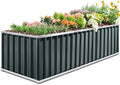 KING BIRD Galvanized Raised Garden Bed with 2 Installation Methods for DIY, 101" x 36" x 24" Heightened Planter Kit Box Outdoor for Deep-Rooted Vegetables, Flowers, Green