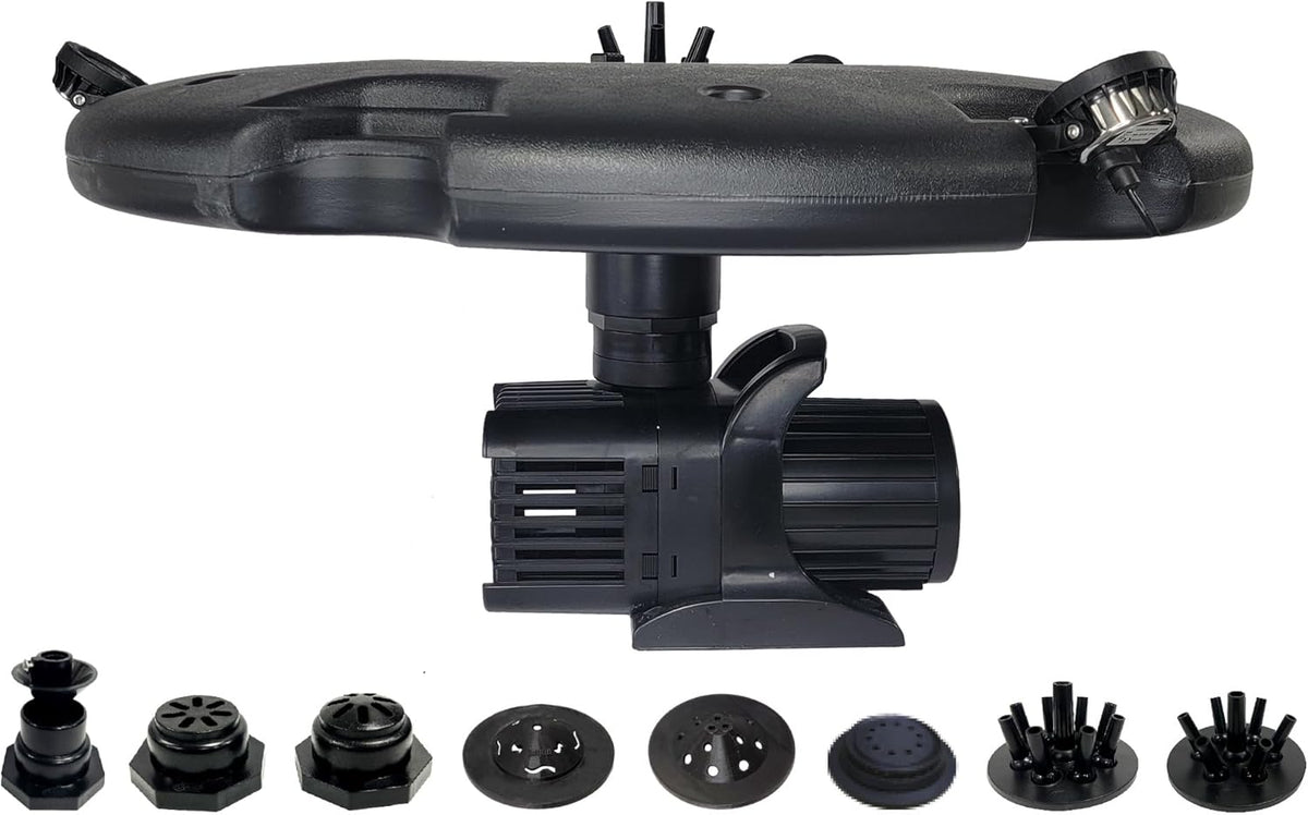 HALF OFF PONDS Floating Fountain – 1.2 HP Pond Aerator, 200' Cord – 10,000 GPH Water Pump – 11 Spray Patterns - Energy-Efficient – White LED Lights - for Large Ponds, Lakes & Water Gardens