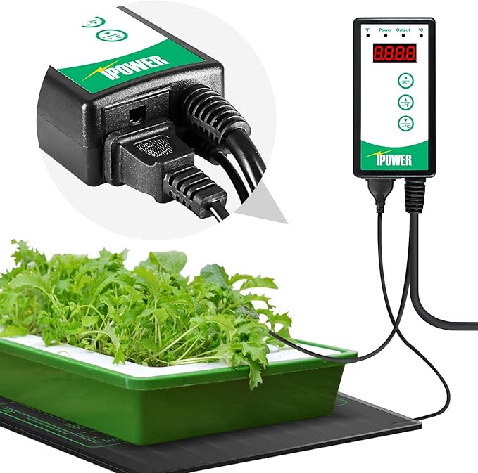 iPower 48" x 20.75" Hydroponic Seeding Warm Pad and Heat Mat Thermostat Controller Plant Starting Kit Combo