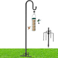 Heavy Duty Shepherd Hooks for Outdoor Decor, 62 Inch Tall Garden Hooks for Hanging Plants, Lanterns, Bird Feeders – Rust-Resistant Steel, Sturdy 5 Prongs Base – Black