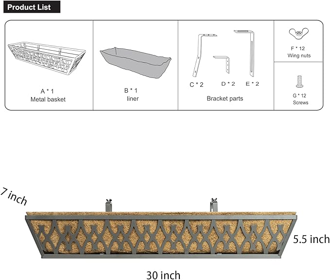 Rugg 30 Inch Window Box 4 Pack 30 Inch Window Boxes Planters Railing Planter Box with Adjustab ...