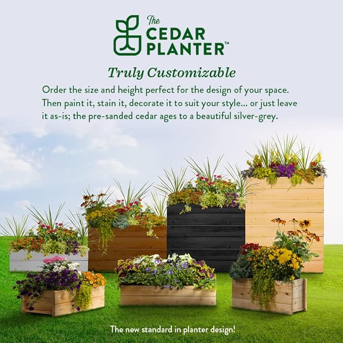 Greenes Fence Cedar Wood Planter Box, 21" x 11" x 7" - Made in USA with North American Cedar