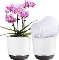 QCQHDU 2 Pack Orchid Pots with Holes for Repotting, Double-Layer and Self Watering Orchid Pot with Good Air Circulation