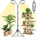 LORDEM Grow Light for Indoor Plants, Dual-Head Plant Light for Plants Growing, Full Spectrum Growth Lamp with Auto Timer for 4/8/12H, 4 Dimmable Levels, 144 LEDs, Height Adjustable Stand 24.4"- 67"