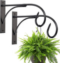 Iron Hanging Basket Brackets, 2 Pcs 11 Inch Durable Weather-Resistant Outdoor Plant Hooks for Hanging Plant Lantern Windchime Birdhouse Metal Sign Fruit Bracket, Screw Included