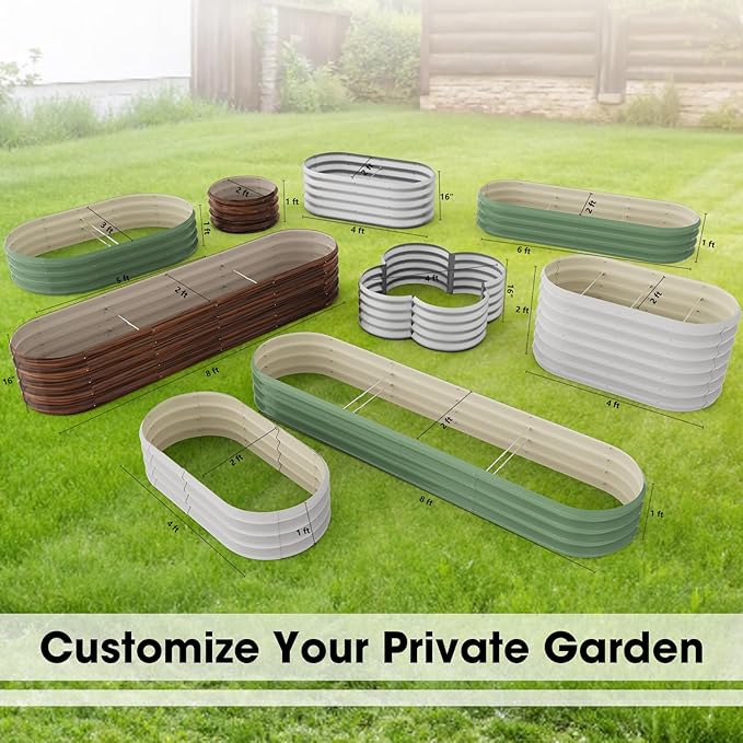 4x4ft Petal Galvanized Raised Garden Bed Kits 16" Tall Outdoor Large Metal Modular Planter Box 9-in-1 Raised Beds for Gardening,Vegetables,Fruits,Flowers & Herbs (Silver)