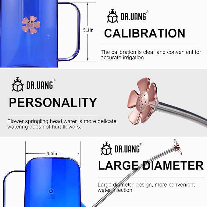 Watering Can Indoor for House Plants Small Watering cans with Long Spout Flower Model Sprinkler Head 1.2L (Blue, 1.2L)