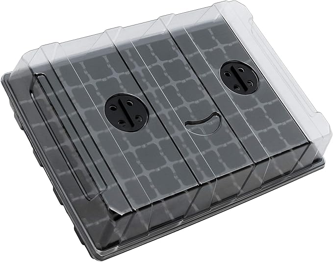 Gardzen Seed Starter Tray, 5 Pack Smiling Face Plant Germination Trays with Total 350-Cell, Seed Starter Kit with Humidity Vented Domes and Bases for Starting Vegetable Flower Herb Seeds 18" x 14"