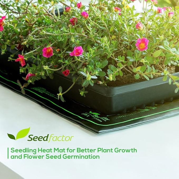 MET Certified 4 Pack Seedling Heat Mat, Seedfactor Waterproof Durable Germination Station Heat Mat, Warm Hydroponic Heating Pad for Indoor Home Gardening Seed Starter