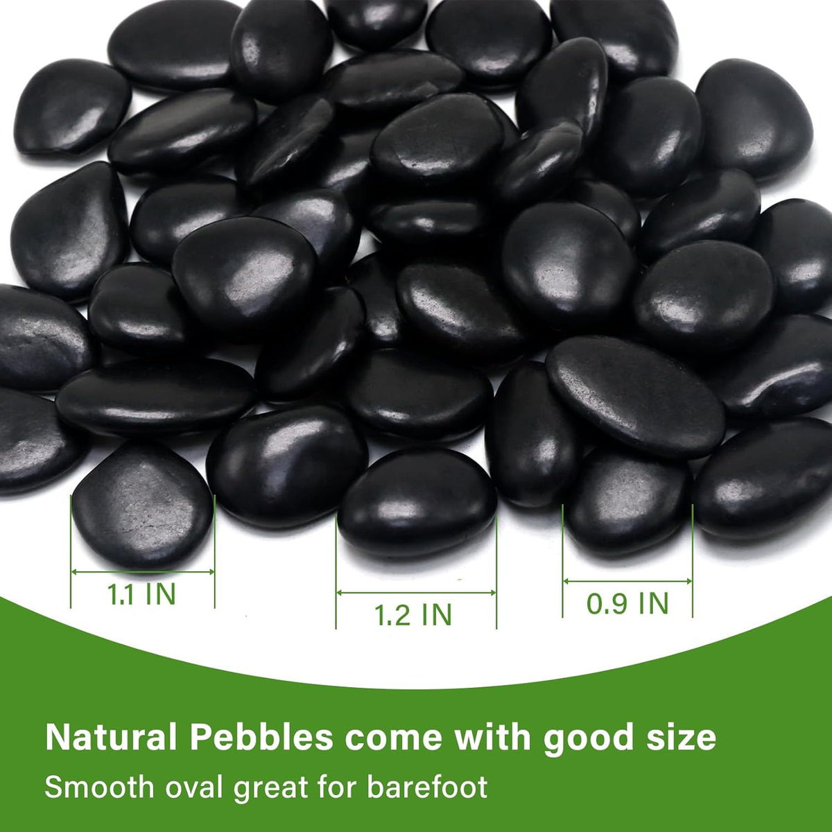 10in River Rock Stepping Stones Set - 6 Pack | Polished Pebble | Long-Lasting PVC Mesh Backing | Perfect for Garden Paths and Lawns Outdoor Landscaping Decoration | Black Rhombus