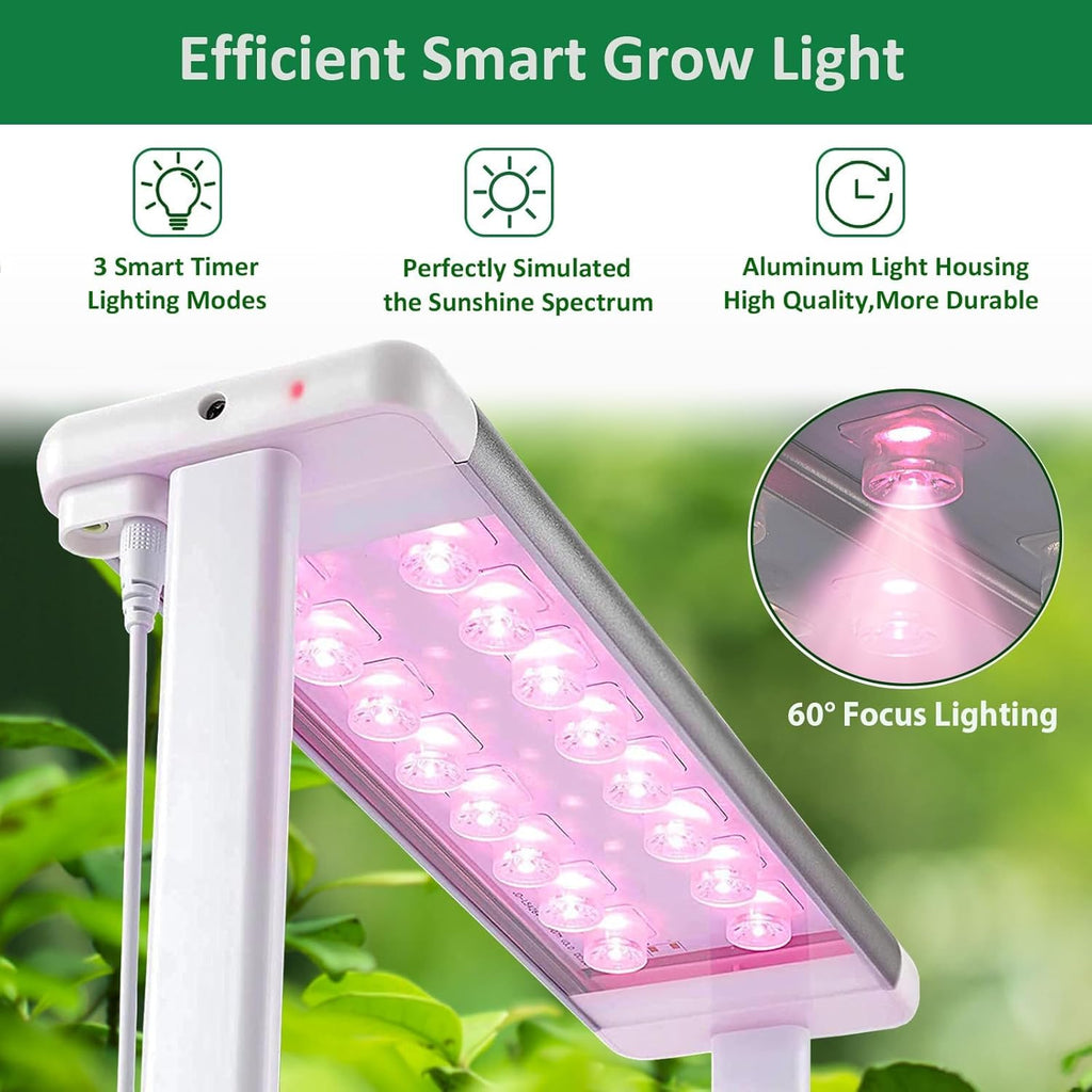 Hydroponics Growing System kit with Trellis,Smart Hydroponic Gardening System with LED Grow Light, Indoor Hydroponic Garden Herb Grow Kit for Short Tomato,Pepper,Cucumber (6200LC)