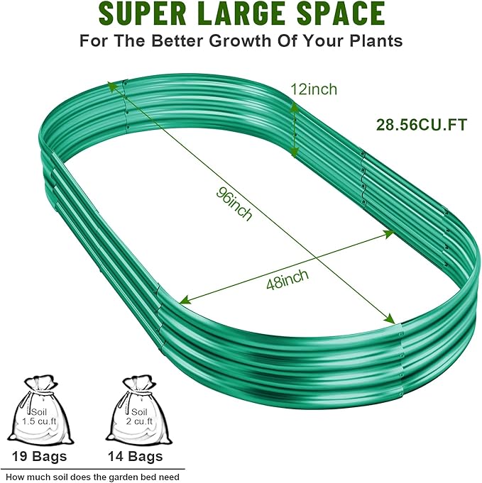 Land Guard 8×4×1 ft Green Raised Garden Bed, Vego Garden Raised Bed, Above Ground Flower Bed for Vegetables, Flowers, Herbs（Green）…