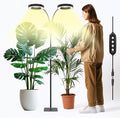 GLOWRIUM Indoor Grow Light, 40 Watt Full Spectrum LED Plant Growth Light with Stand, Adjustable Height with Timer 3/9/12 hrs, Black LED Plant Lamp