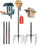 Bird Feeder Pole Stand – 60 Inch Height Feeding Station with 1-Inch Dia Heavy Duty for Hanging Feeders, Bird House Pole Mount Kit for Outdoor, Slip-Fit Connection，Copper Brushed