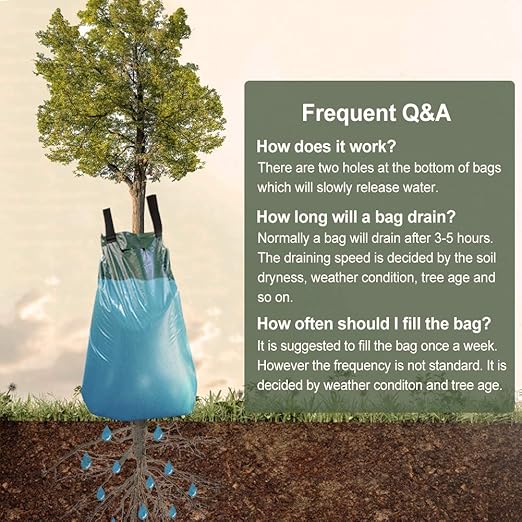 REMIAWY Tree Watering Bag, 20 Gallon Slow Release Watering Bag for Trees, Tree Irrigation Bag Made of Durable PVC Material with Zipper (6 Pack 5-8 Hours Releasing Time)