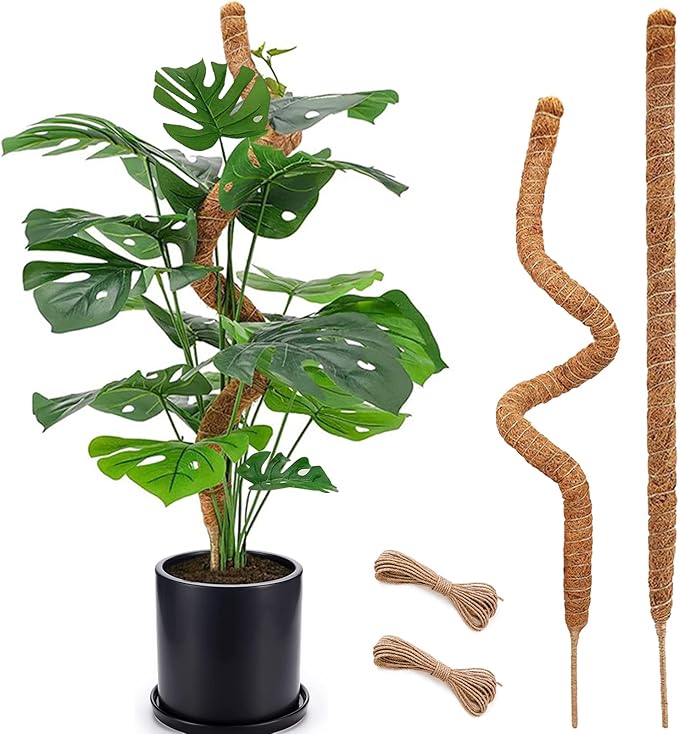 2 Pack Moss Pole, 28 Inch Bendable Moss Pole for Plants Monstera, Moss Poles for Climbing Plants Indoor, Coir Plant Pole Sticks Support Stakes for Potted Plant, Pothos, Philodendron