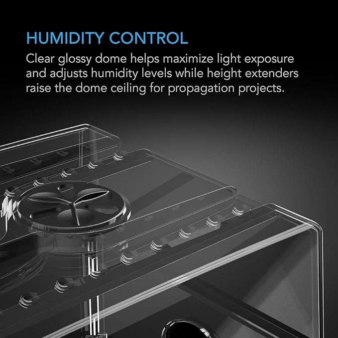 AC Infinity Humidity Dome, Germination Kit with Sturdy Drip Tray, 5x8 Cell Seedling Tray, and Vented Height Extension Panels, for Seed Starting, Propagation, Cloning Plants