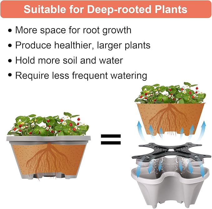 Vertical Planter 7 Tier Stackable Planters Garden Planters Strawberry Herb Flower and Vegetable Planter Indoor Outdoor Gardening Pots with Removable Wheels and Tools
