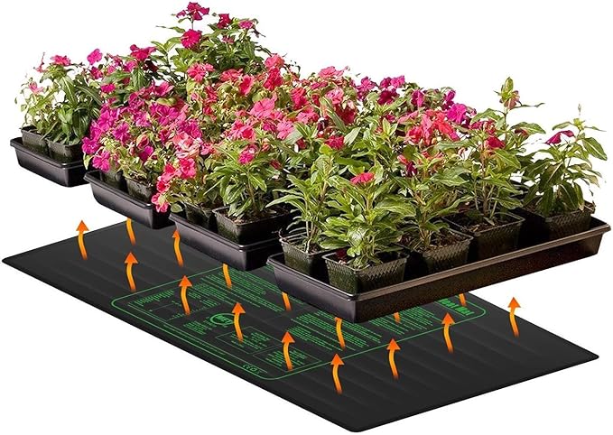 iPower GLHTMTL-A 48" x 20" Waterproof Durable Seedling Heat Mat Warm Hydroponic Plant for Indoor Gardening Germination Starting, Black