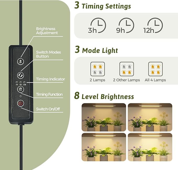 Gnetingbro Corner Plant Stand with Grow Lights Tall Plant Shelf Indoor Outdoor for Multiple Plants Metal Plant Ladder Rack Holder Display Flower Stand for Patio Porch Garden Living Room Black