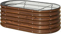 SnugNiture 4x2x1.5ft Raised Garden Bed Outdoor, 17" Tall Galvanized Metal Planter Box, Raised Garden Bed Kit for Planting Vegetables Plants Fruits, Brown