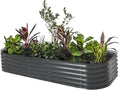 Vego garden Raised Garden Bed Kit, 17" Tall 10 in 1 Modular Raised Garden Beds Kit, Metal Planter Box for Vegetables, Flowers, Herbs, Modern Gray