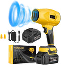 Saker Handheld Cordless Leaf Blower Portable Dust Cleaner 180000 RPM Compressed Air Duster with Adjustable Speed for Drying Patio Cleaning Camping 2 x 4.0Ah Battery Yellow