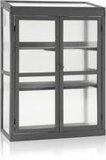 MCombo Wooden Cold Frame Greenhouse, Raised Flower Planter Shelf Protection for Outdoor Indoor Use, 0760 (Dark Grey)