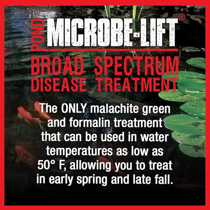 MICROBE-LIFT Broad Spectrum Disease Treatment for Ponds and Outdoor Water Garden, Safe for Live Koi Fish, Goldfish, Plants, and Decor, 32 Ounces