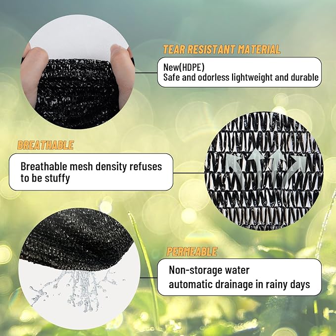 Cool Area 40% 8x10ft Sunblock Shade Cloth Cover Mesh UV Resistant Net for Garden Flower Plant Greenhouse, Black